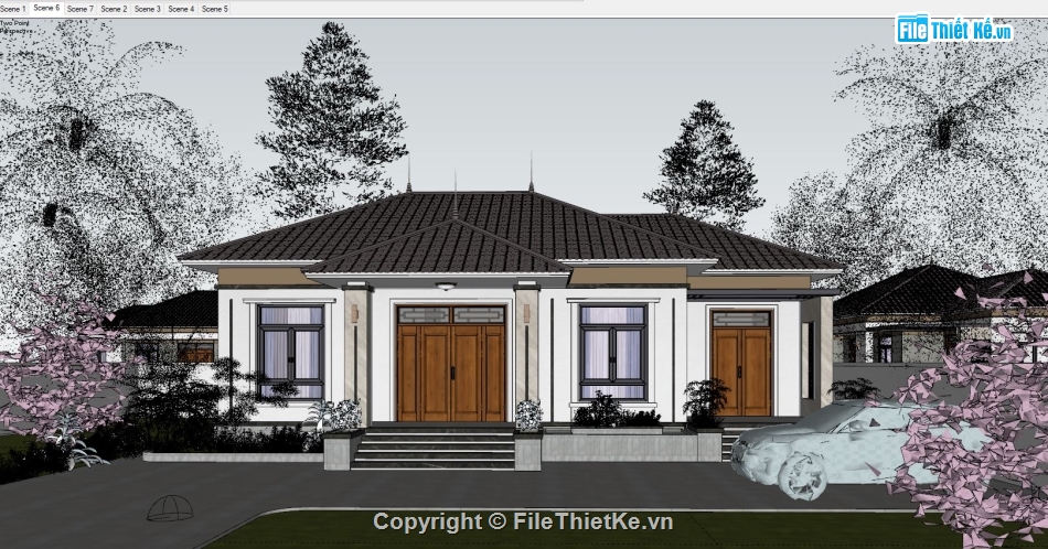 biệt thự 1 tầng 16.2x10m,Model su biệt thự 1 tầng,Biệt thự 1 tầng file sketchup,sketchup biệt thự 1 tầng,Biệt thự 1 tầng file su